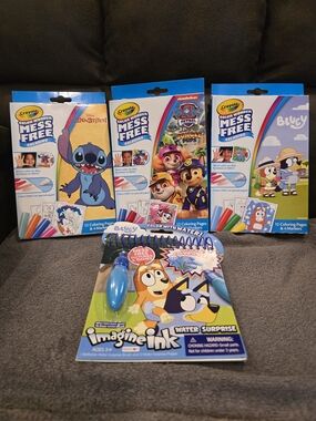 Crayola Mess Free Coloring Packs with Blue Accents - Paw Patrol, Stitch & Bluey